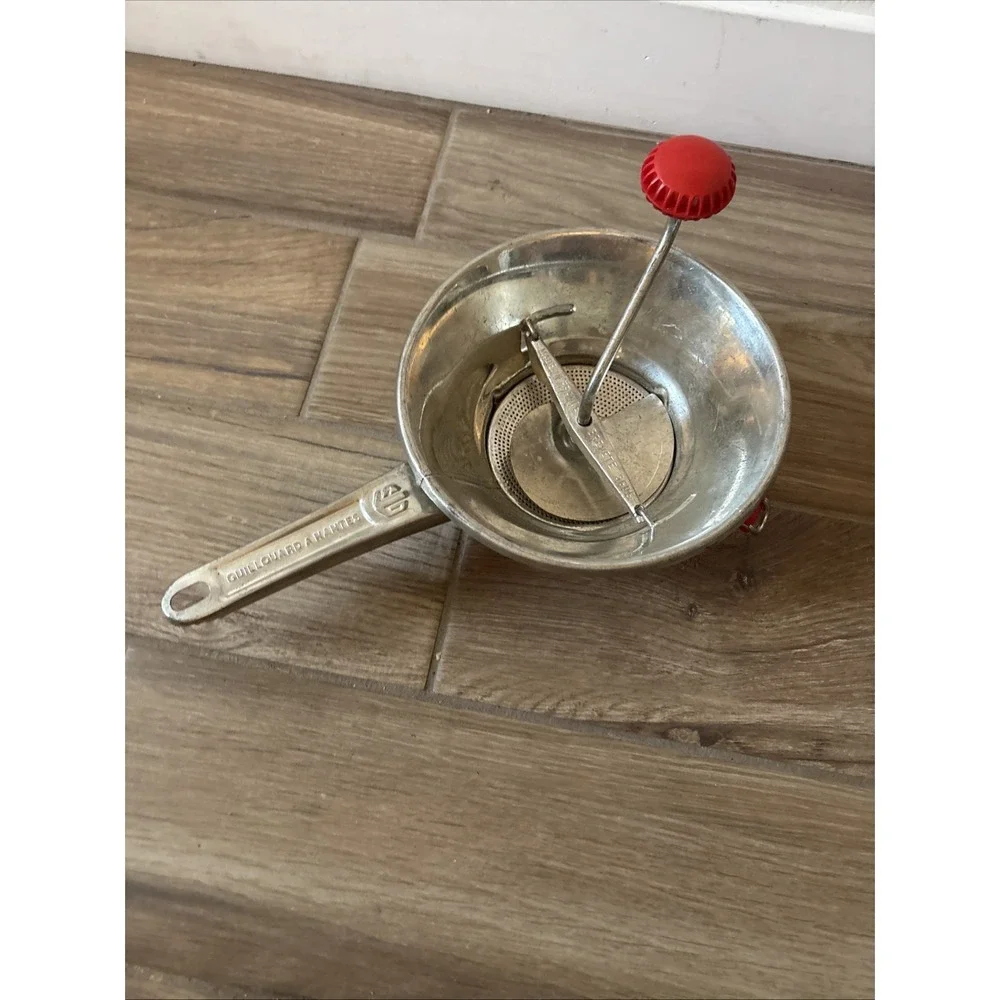 Vintage Guillouard A Nantes Food Mill Sieve Mouli Brevete SGDG France Red Handle